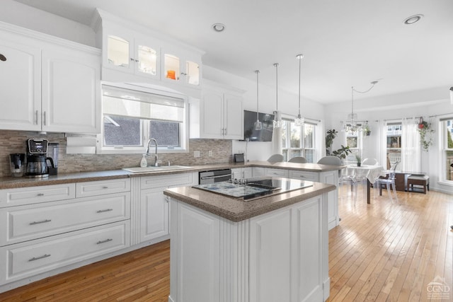 67 Latham Cir, Saugerties, NY 12477 - kitchen featuring light wood-type flooring, electric cooktop, a sink, and a healthy amount of sunlight