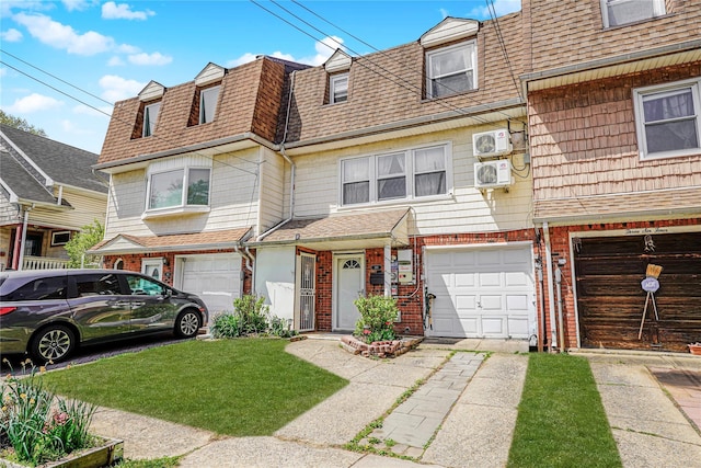 366 Neal Dow Ave, Staten Island, NY 10314 - multi unit property with driveway, an attached garage, a shingled roof, mansard roof, and brick siding