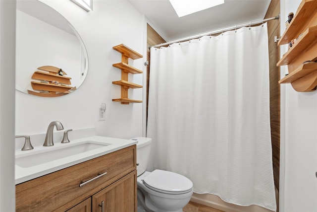 110 Gedney St, Nyack, NY 10960 - full bath with vanity, shower / bathtub combination with curtain, and a skylight