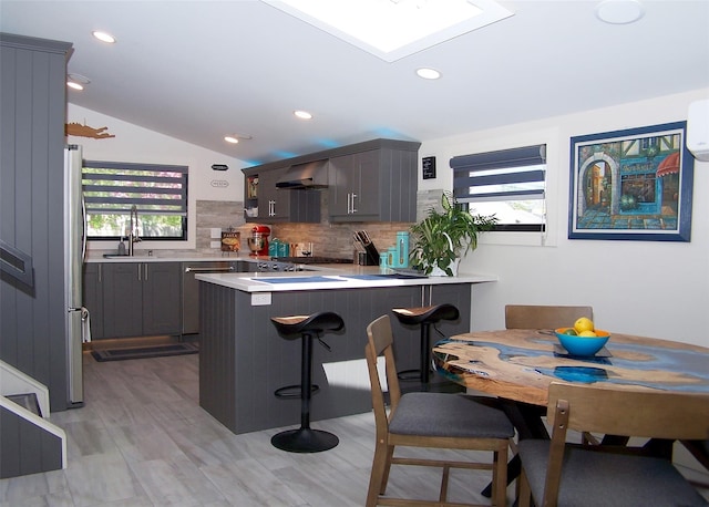 kitchen featuring a peninsula, a healthy amount of sunlight, a sink, and dishwasher