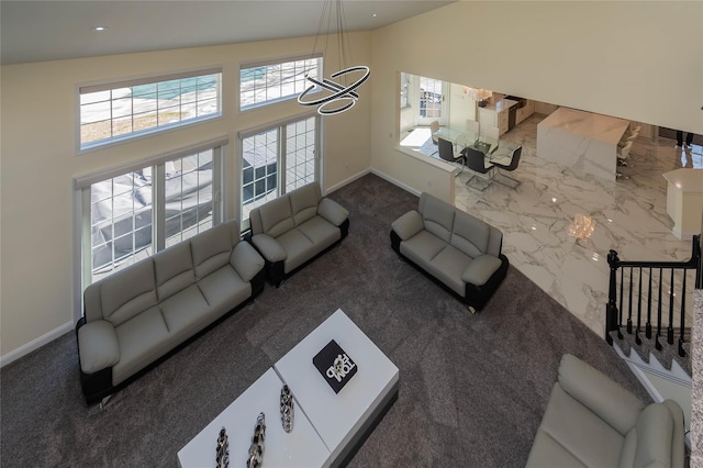 13 Orr-Hatch Dr, Cornwall, NY 12518 - carpeted living area featuring a chandelier and baseboards