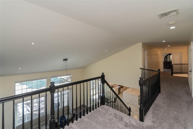 13 Orr-Hatch Dr, Cornwall, NY 12518 - stairway with carpet floors, recessed lighting, and a chandelier