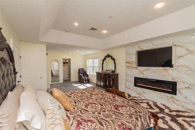 13 Orr-Hatch Dr, Cornwall, NY 12518 - carpeted bedroom featuring a fireplace, recessed lighting, and a tray ceiling