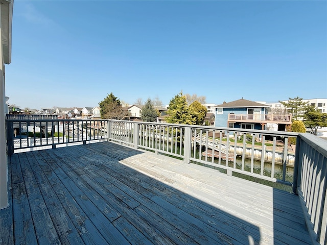 deck with a residential view
