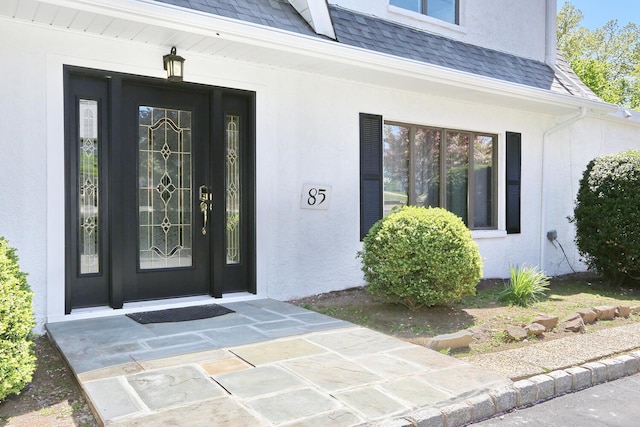 85 S Harrison Ave, Congers, NY 10920 - entrance to property featuring roof with shingles and stucco siding