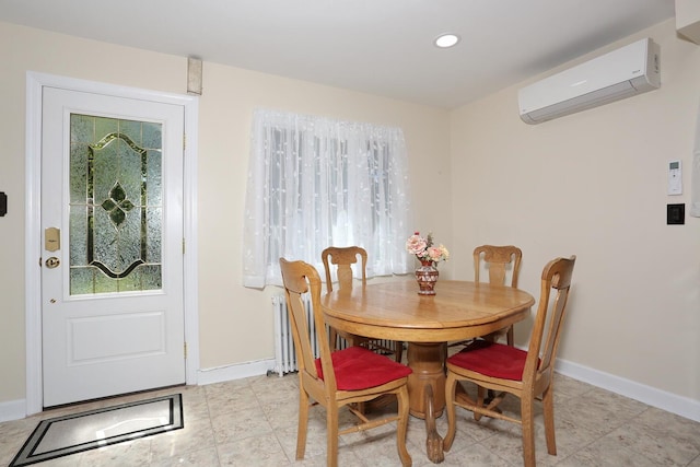 85 S Harrison Ave, Congers, NY 10920 - dining room featuring an AC wall unit, recessed lighting, and baseboards