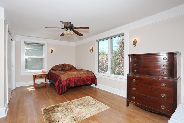 85 S Harrison Ave, Congers, NY 10920 - bedroom with baseboards, ceiling fan, and light wood-type flooring