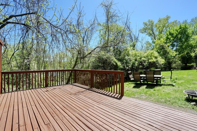 85 S Harrison Ave, Congers, NY 10920 - wooden deck with a yard and an outdoor fire pit