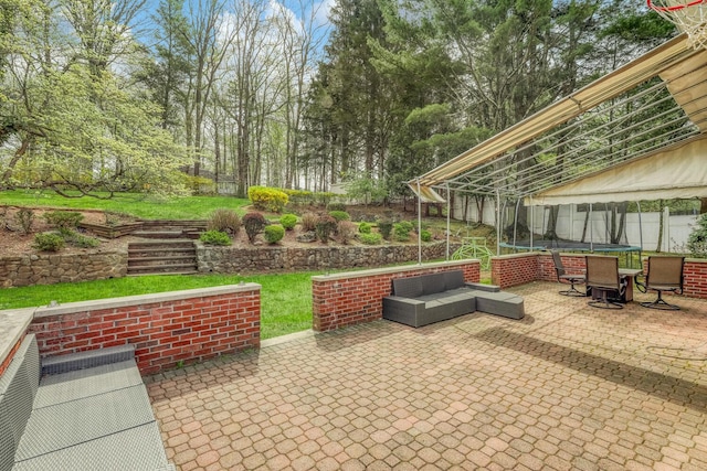 view of patio / terrace with a trampoline