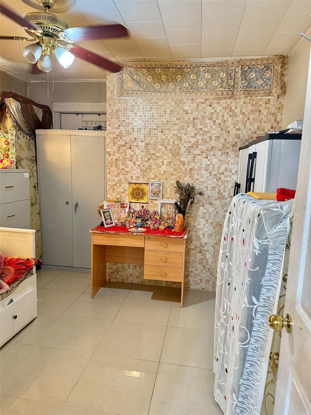 101-14 118th St, Richmond Hill S, NY 11419 - interior space with refrigerator and tile patterned flooring