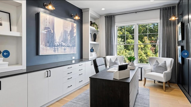 22 Sienna Ct, Dix Hills, NY 11746 - home office with light wood-style floors, recessed lighting, and built in shelves