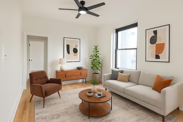 21-58 35th St Unit 5G, Astoria, NY 11105 - living area featuring light wood-type flooring and ceiling fan