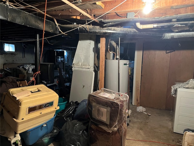 78 Samuel St, Ronkonkoma, NY 11779 - unfinished basement featuring water heater and washer / clothes dryer
