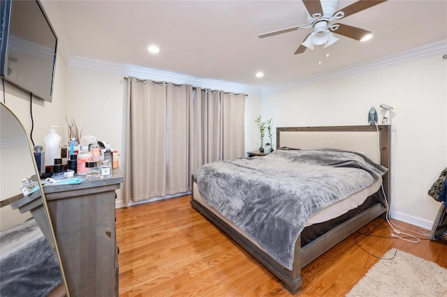 258 Longstreet Ave, Bronx, NY 10465 - bedroom with light wood-style flooring, recessed lighting, ornamental molding, and baseboards