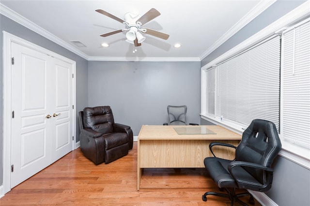 258 Longstreet Ave, Bronx, NY 10465 - office space featuring recessed lighting, light wood-style floors, baseboards, visible vents, and a ceiling fan