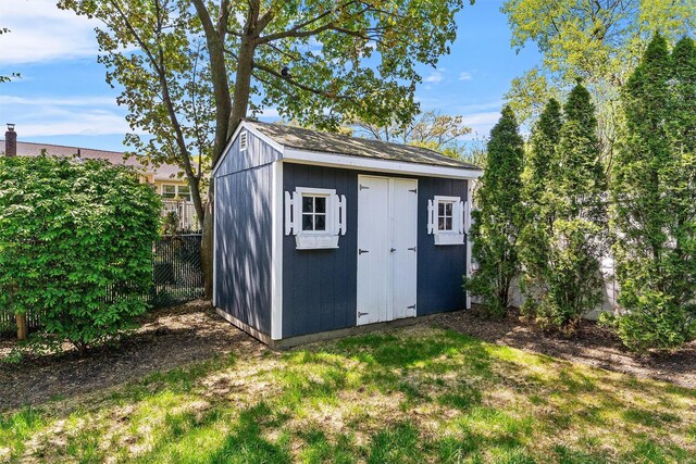 view of shed
