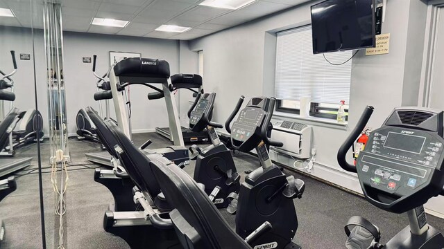 40 Stoner Ave Unit 1S, Great Neck, NY 11021 - gym with a drop ceiling