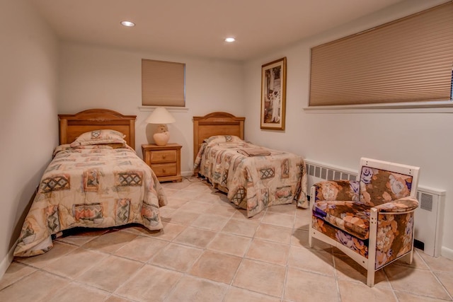 21629 28th Ave, Bayside, NY 11360 - bedroom featuring recessed lighting, tile patterned flooring, and radiator