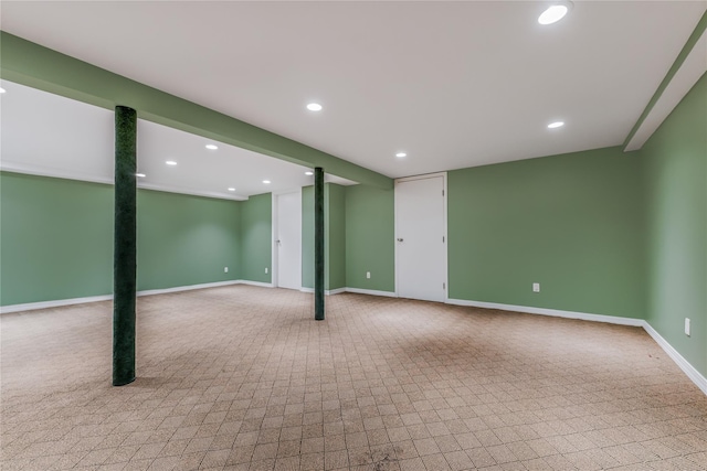 96 Mulberry Ave, Garden City, NY 11530 - finished below grade area with carpet, recessed lighting, and baseboards