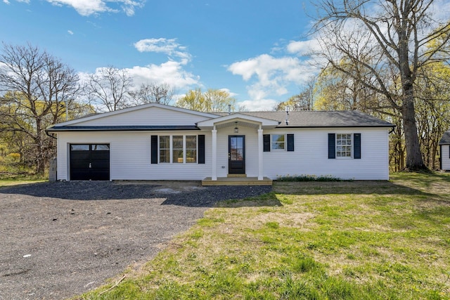 21 Kent Rd, Hopewell Junction, NY 12533 - ranch-style home featuring a front lawn, dirt driveway, and an attached garage