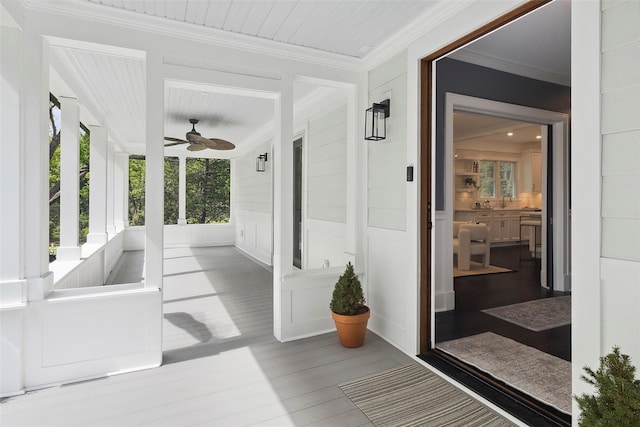 53 Jay St, Katonah, NY 10536 - wooden terrace featuring a porch and a ceiling fan