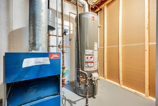 utility room with water heater