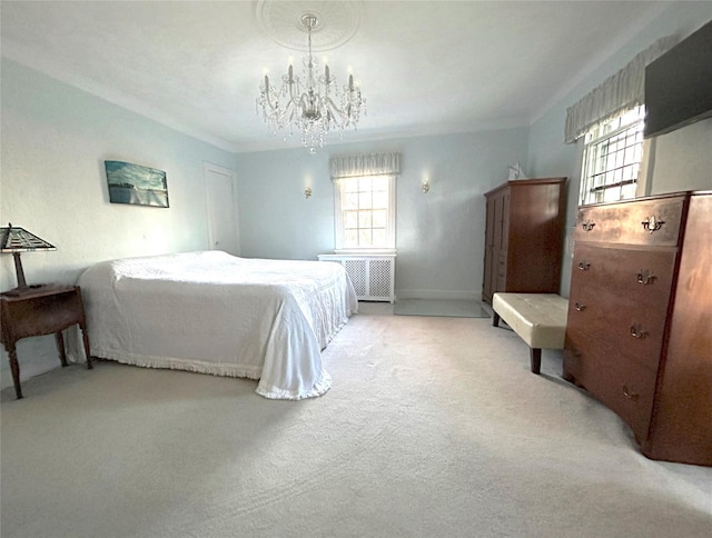 130 E Cedar St, Mount Vernon, NY 10552 - bedroom with a chandelier, baseboards, and light colored carpet