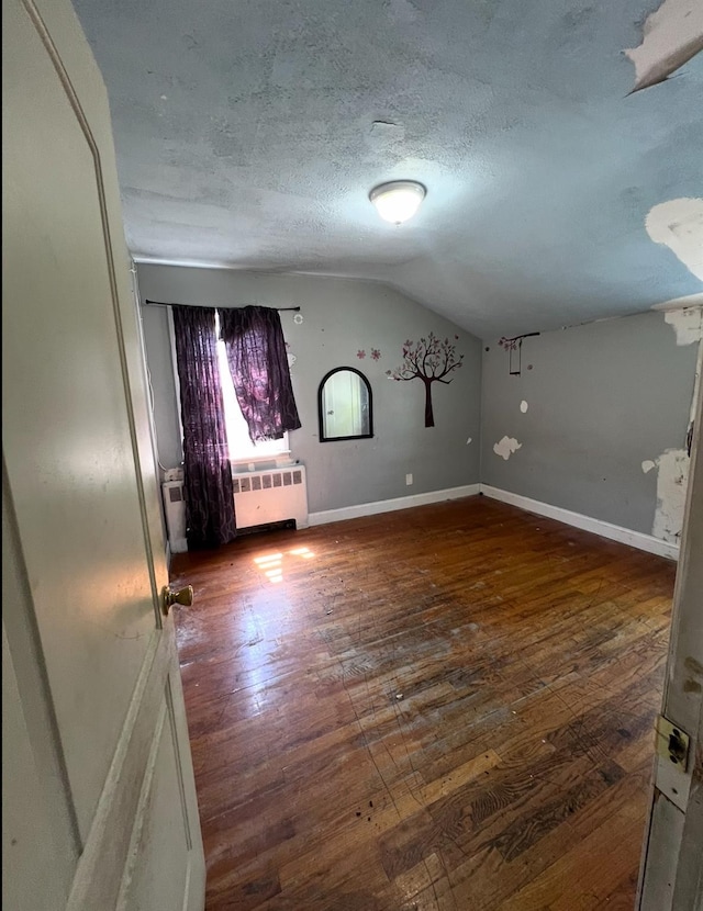 119 Broadfield Rd, Hempstead, NY 11550 - interior space with wood-type flooring, a textured ceiling, vaulted ceiling, and baseboards