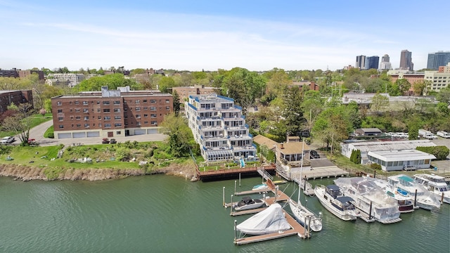 18 Shady Glen Ct Unit 302, New Rochelle, NY 10805 - drone / aerial view featuring a water view and a city view