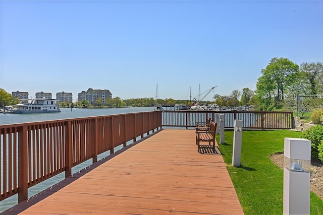18 Shady Glen Ct Unit 302, New Rochelle, NY 10805 - dock area featuring a lawn and a water view
