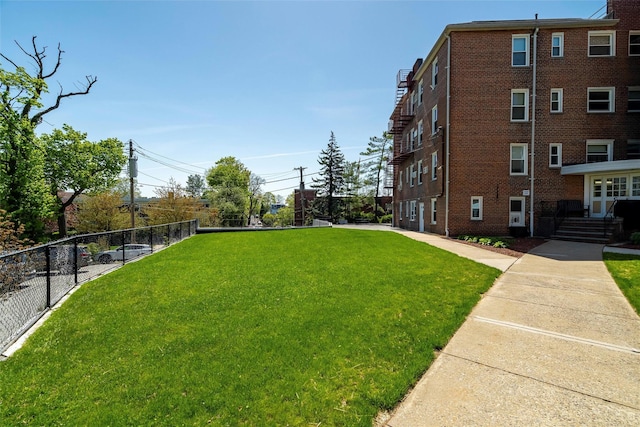 view of yard with fence