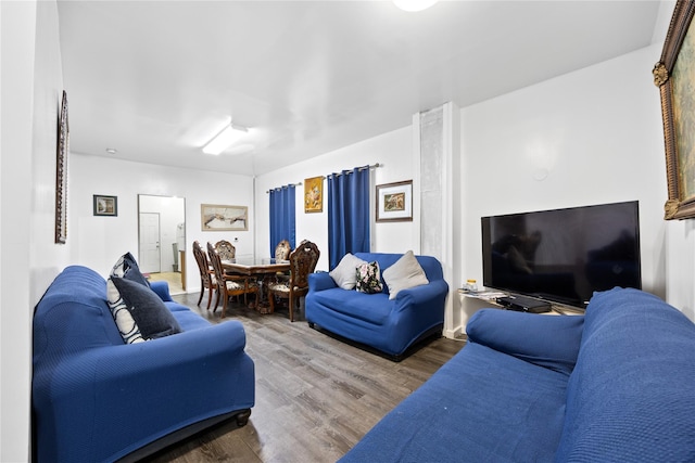 living area featuring wood finished floors