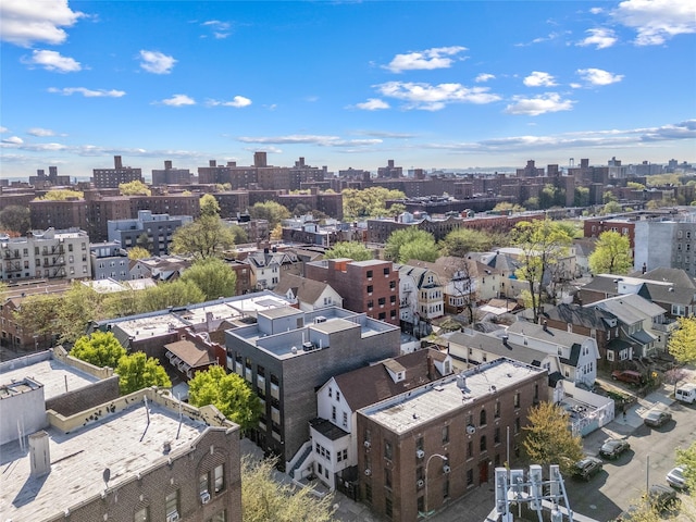 drone / aerial view with a city view
