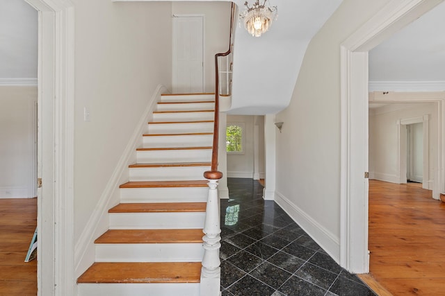 64 Paulding Ave, Cold Spring, NY 10516 - stairs with baseboards and granite finish floor