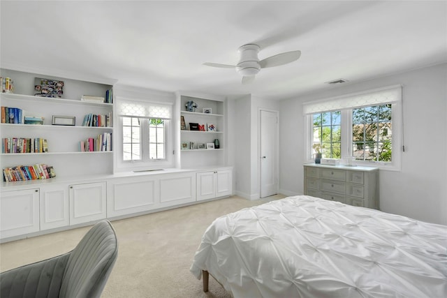 10 Maple Hill Dr, Larchmont, NY 10538 - bedroom with light colored carpet and a ceiling fan