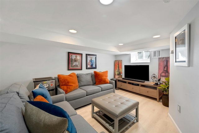 10 Maple Hill Dr, Larchmont, NY 10538 - living room with light wood-type flooring, recessed lighting, and baseboards