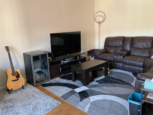 living area featuring wood finished floors