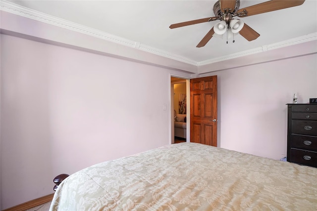 52-15 65th Pl Unit 2A, Maspeth, NY 11378 - bedroom featuring ornamental molding and a ceiling fan