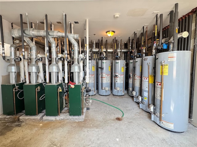 utility room with gas water heater