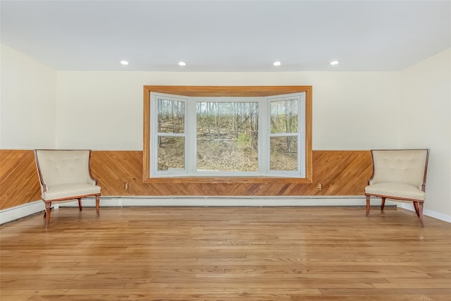 sitting room featuring recessed lighting and light wood-style flooring
