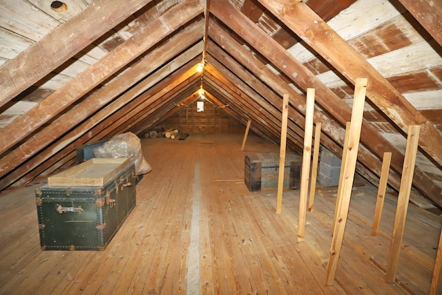 view of unfinished attic