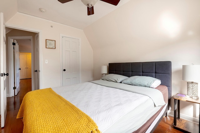 126 Lincoln Ave E, West Harrison, NY 10604 - bedroom with lofted ceiling, ceiling fan, a closet, and wood finished floors