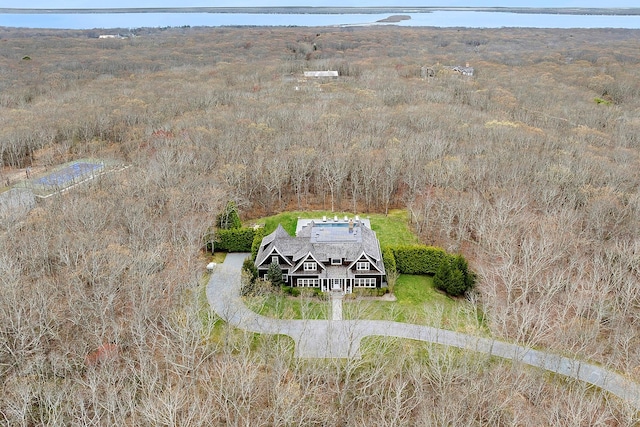 471 Middle Line Hwy, Sag Harbor, NY 11963 - drone / aerial view featuring a forest view