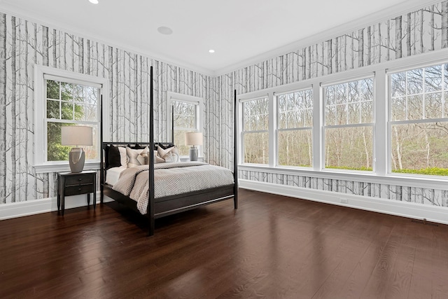 471 Middle Line Hwy, Sag Harbor, NY 11963 - bedroom with multiple windows, dark wood-style flooring, and baseboards