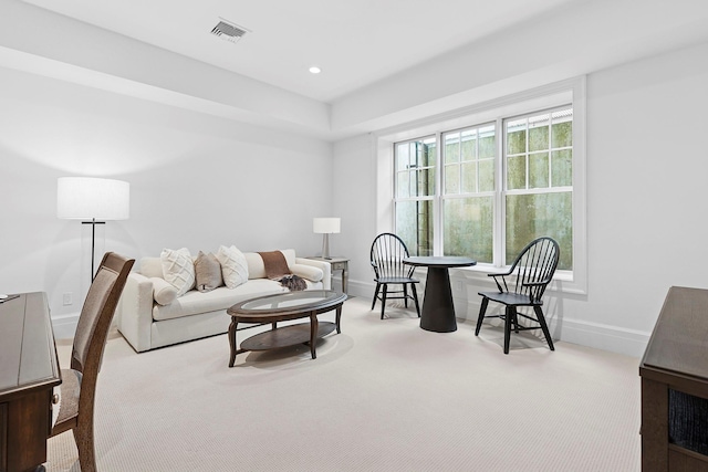 471 Middle Line Hwy, Sag Harbor, NY 11963 - carpeted living room featuring recessed lighting, visible vents, and baseboards