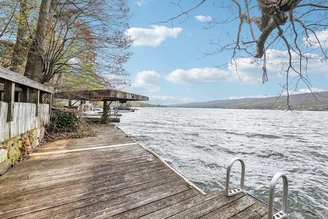 dock area featuring a water view