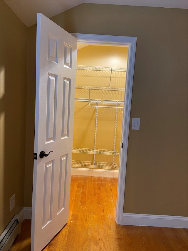 closet with baseboard heating