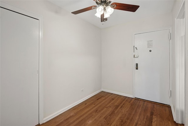 212-03 75th Ave Unit 5A, Bayside, NY 11364 - empty room featuring wood finished floors, ceiling fan, and baseboards