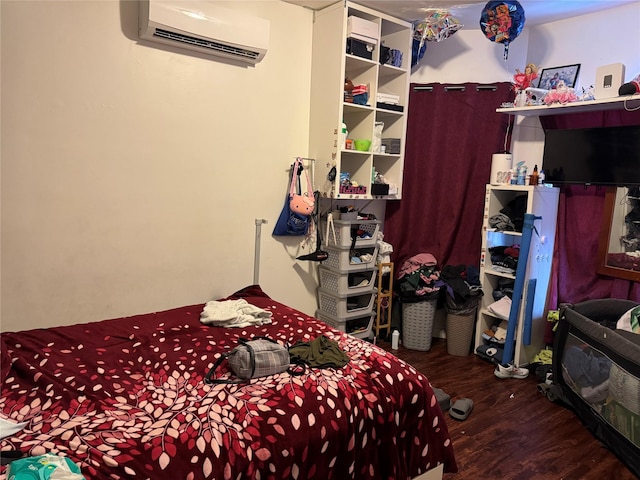 33-40 101st St, Corona, NY 11368 - bedroom with a wall mounted AC and wood finished floors