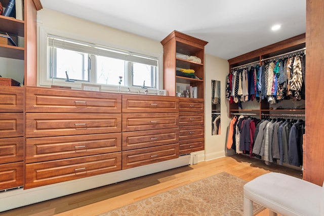 spacious closet featuring light wood-style floors